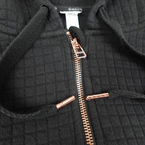 Diadora Quilted Zip Up Hoodie Women's Medium Black with Rose Gold Sweatshirt - Picture 3 of 12